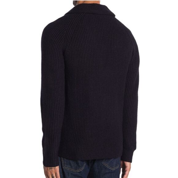 NWT Slate & Stone Arthur Navy Shawl Collar Knit Wool Blend Cardigan Size XLarge - Picture 2 of 11